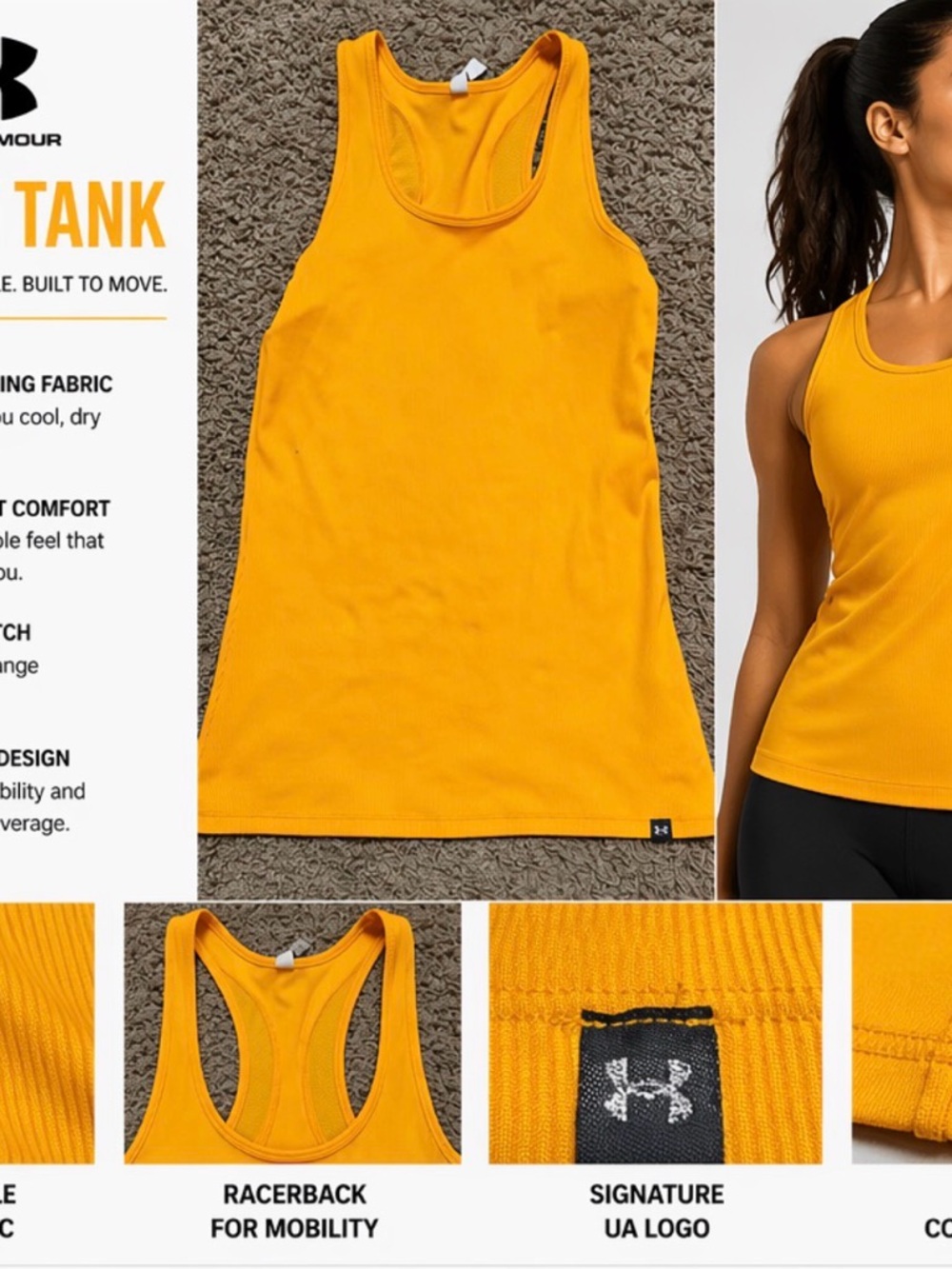Under Armour Bright Orange Racerback Performance Tank
